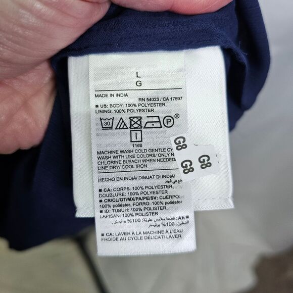 Old Navy Blue Chiffon Split Neck Blouse Size Large - Picture 7 of 11